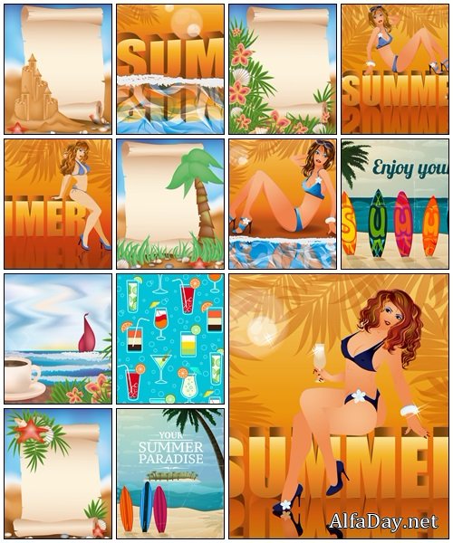 Summer vacation background - vector stock