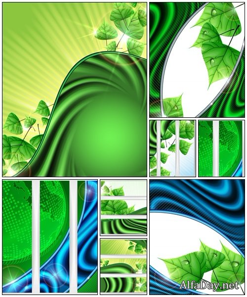 Backgrounds with green leaves - vector stock