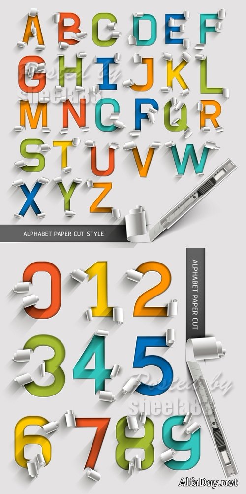 Cut Paper Alphabet Vector