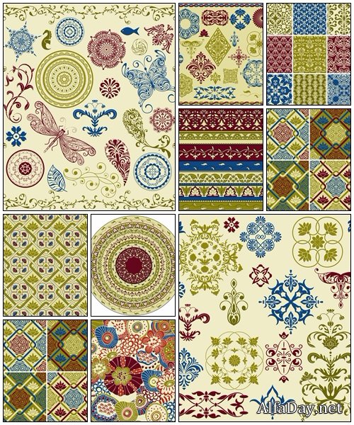 Baroque ornaments on hipster card - vector stock