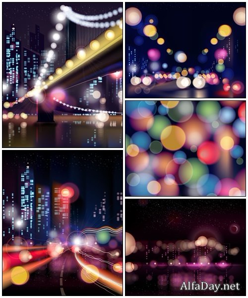 Fires of the night city - vector stock