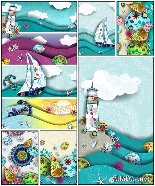 Banners marine - vector stock