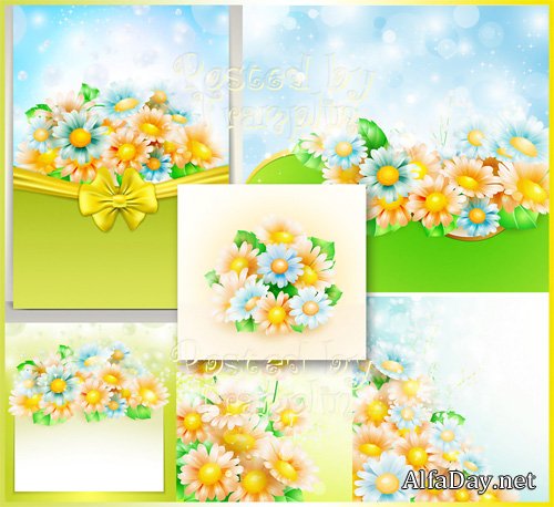 ��������� ���� � ������� / Flower backgrounds vector