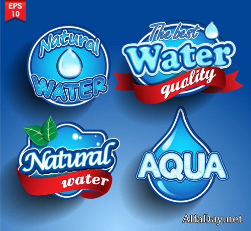 Labels of mineral water in the vector