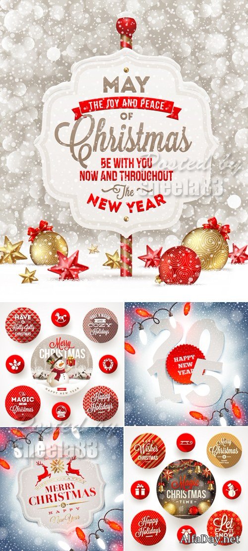 Christmas & New Year 2015 Vector