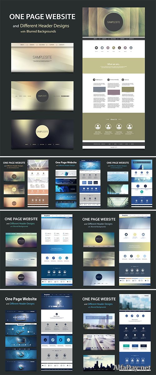Stock: One Page Website Template and Different Header