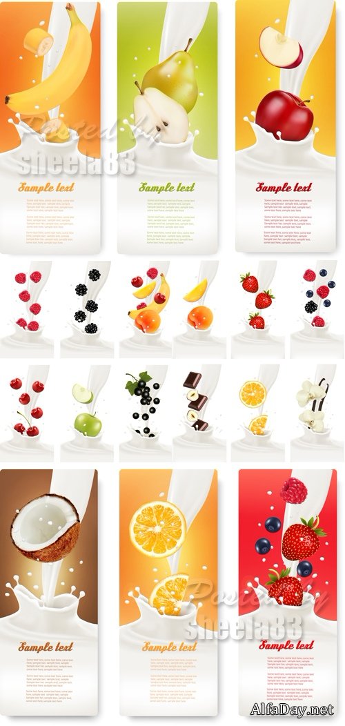 Milk & Food Banners Vector