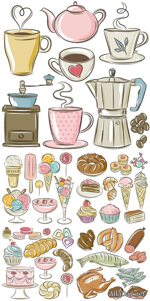Various products in the vector food