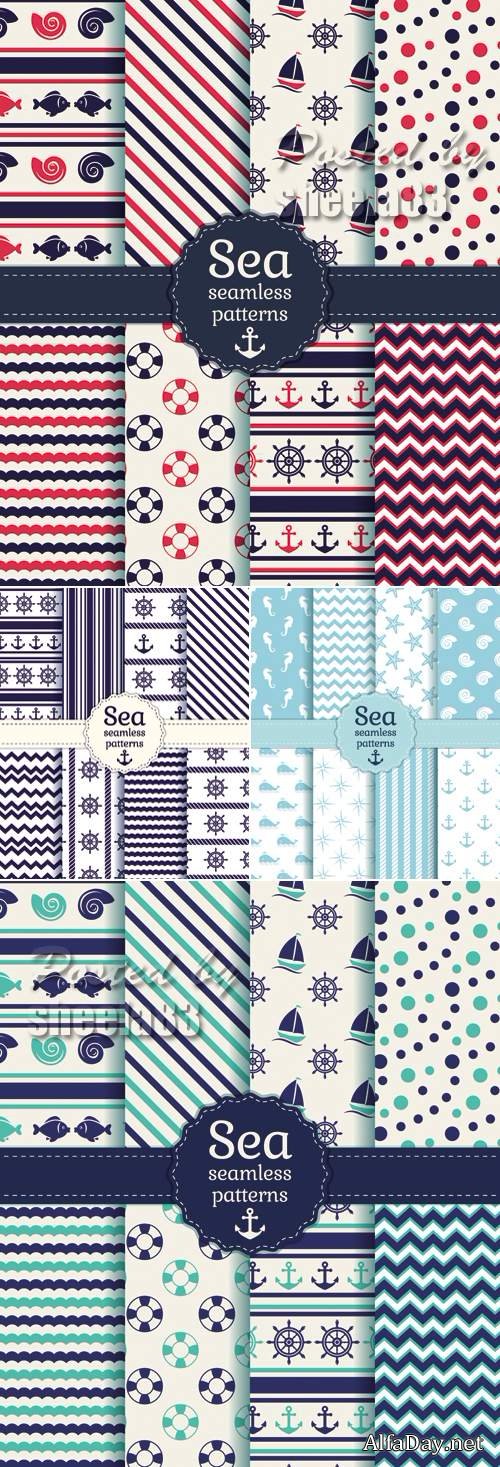 Sea Seamless Patterns Vector 2