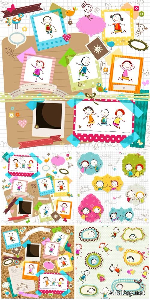 Children vector, funny kids