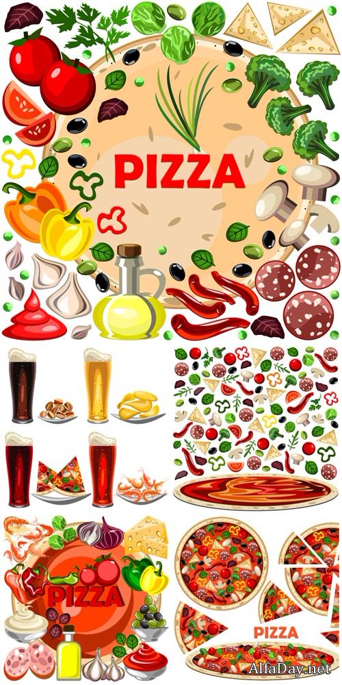 Pizza ingredients for pizza vector