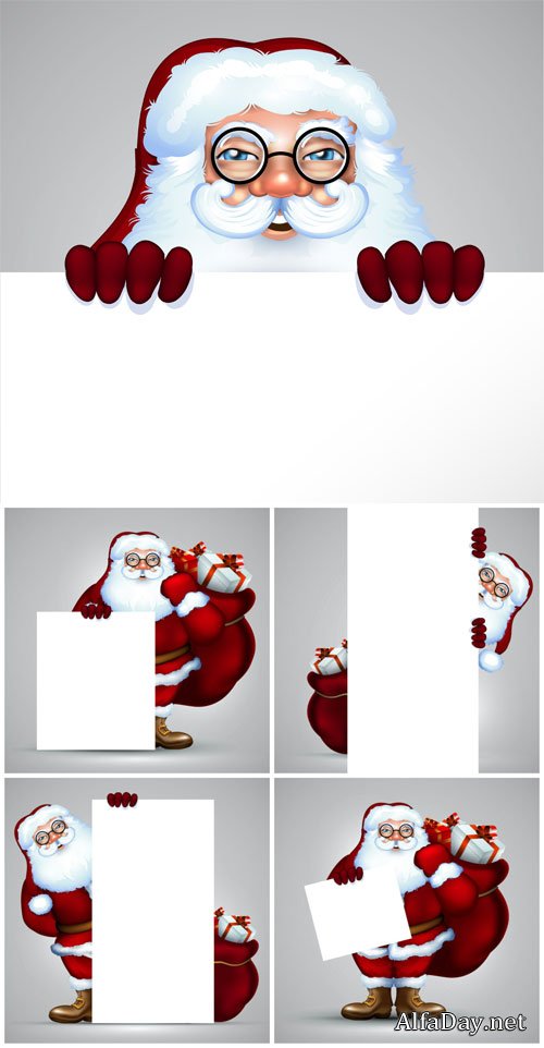 Christmas vector Santa Claus with poster 