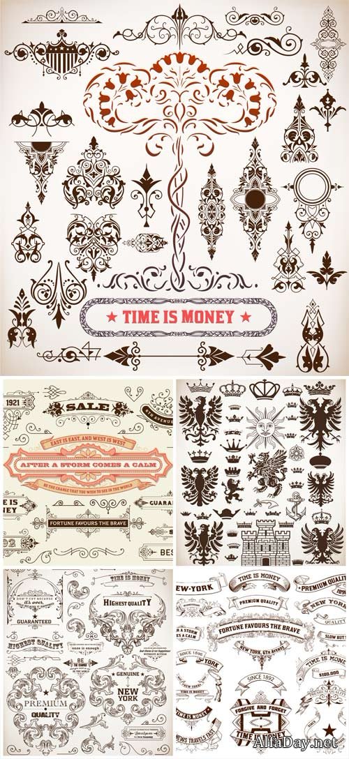 Design elements, vintage, heraldry vector