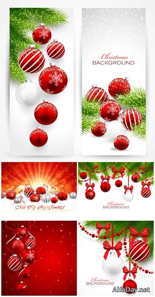 Christmas vector, christmas toys and twigs of christmas tree