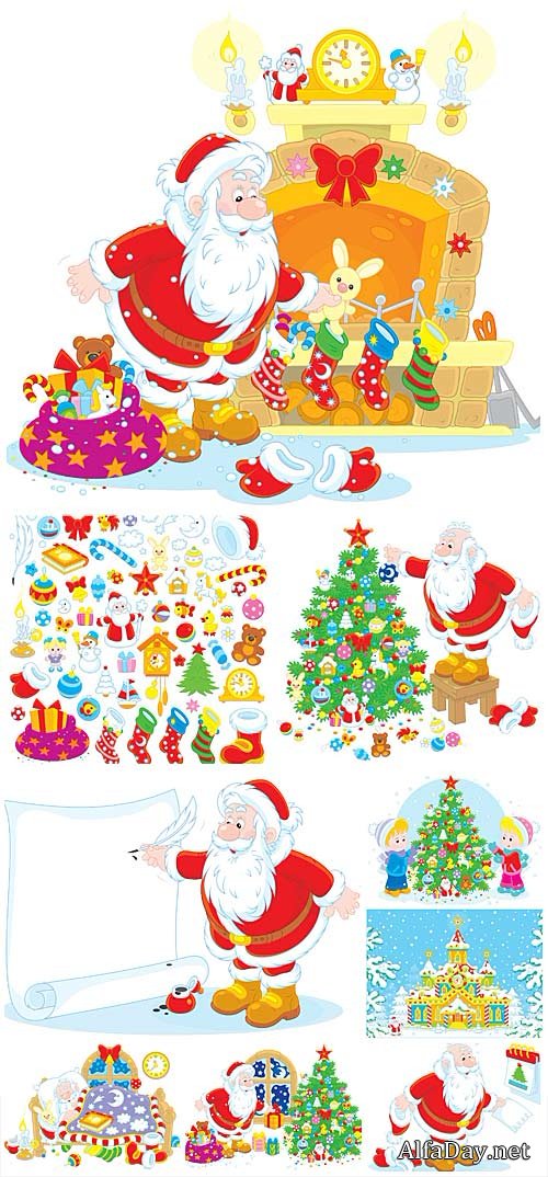 ����� ����� � �������������� ���� / Santa Claus and Christmas tree #1