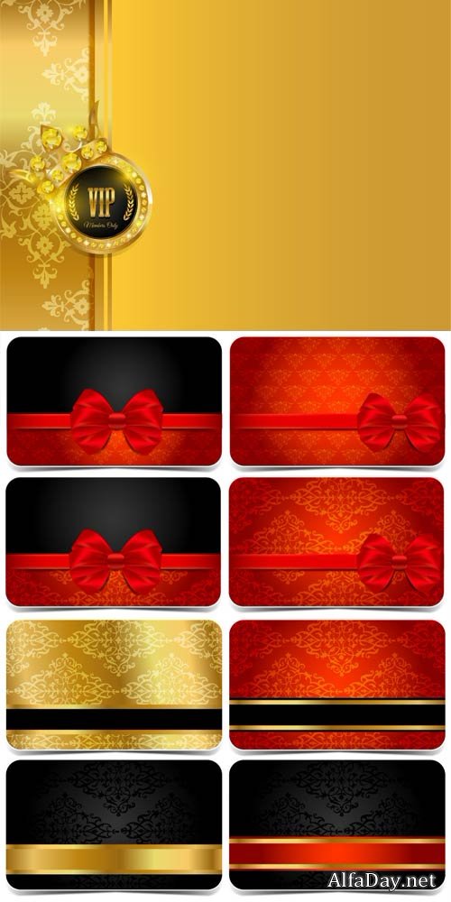 Vector backgrounds and cards with ornaments and ribbons 