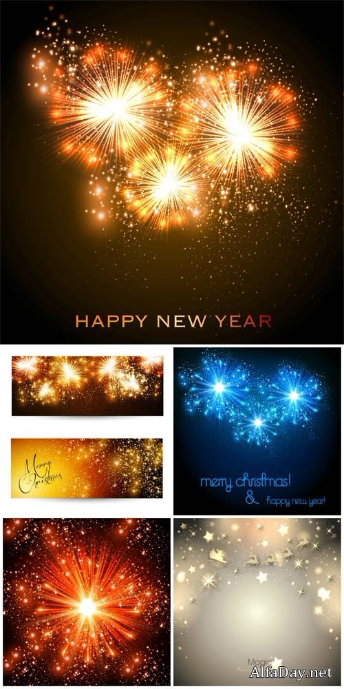 Christmas vector, New Year fireworks