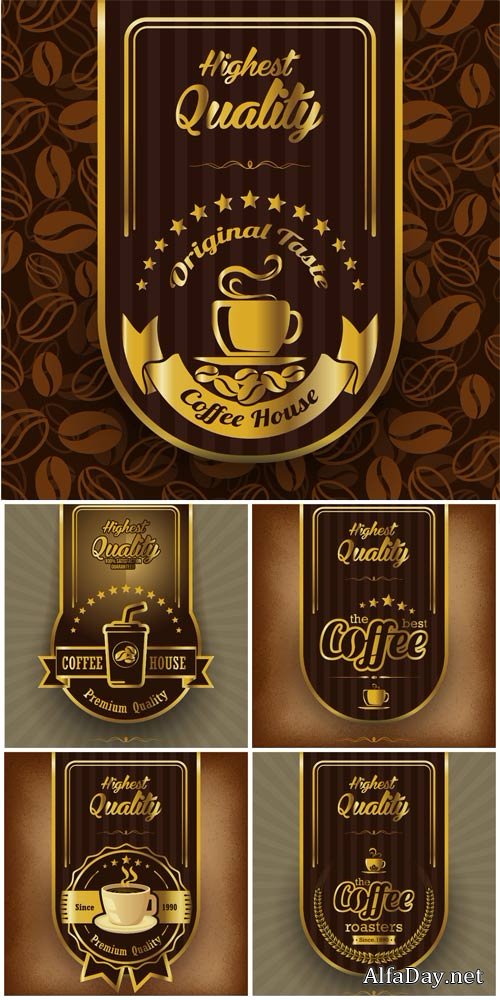 Vector backgrounds with coffee label