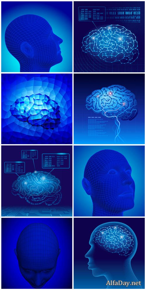 Human brain, people in the vector