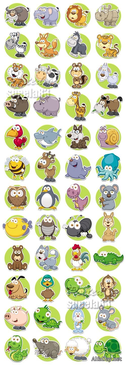 Cute Animals Icons Vector