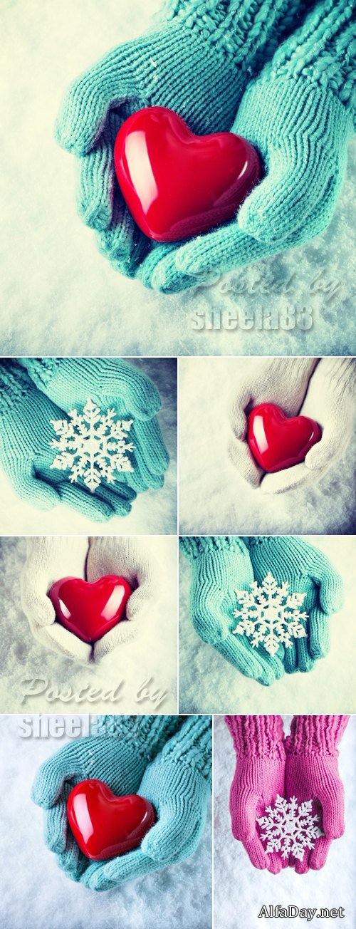 Stock Photo - Snowflake & Heart in Hands