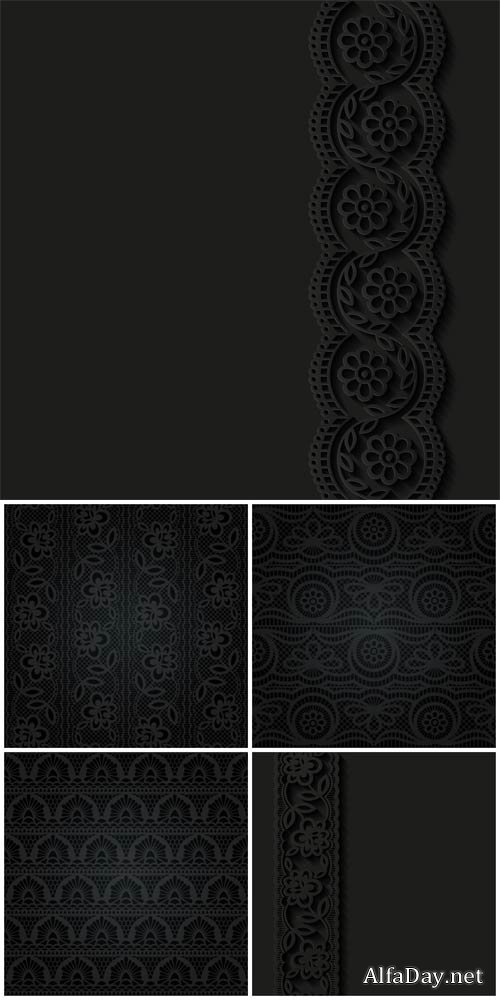 Black vector background with lace pattern