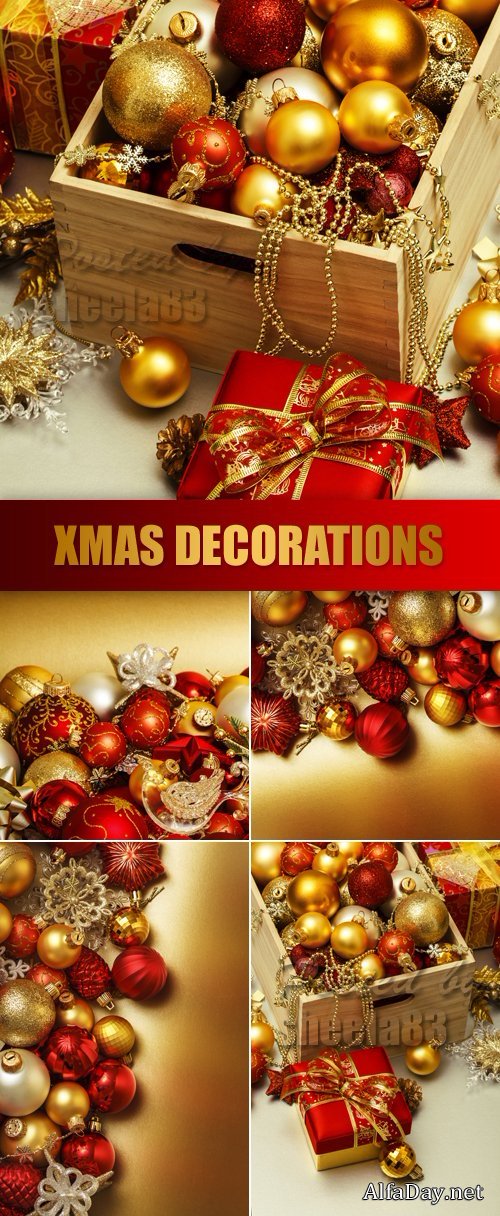 Stock Photo - Red & Golden Xmas Decorations