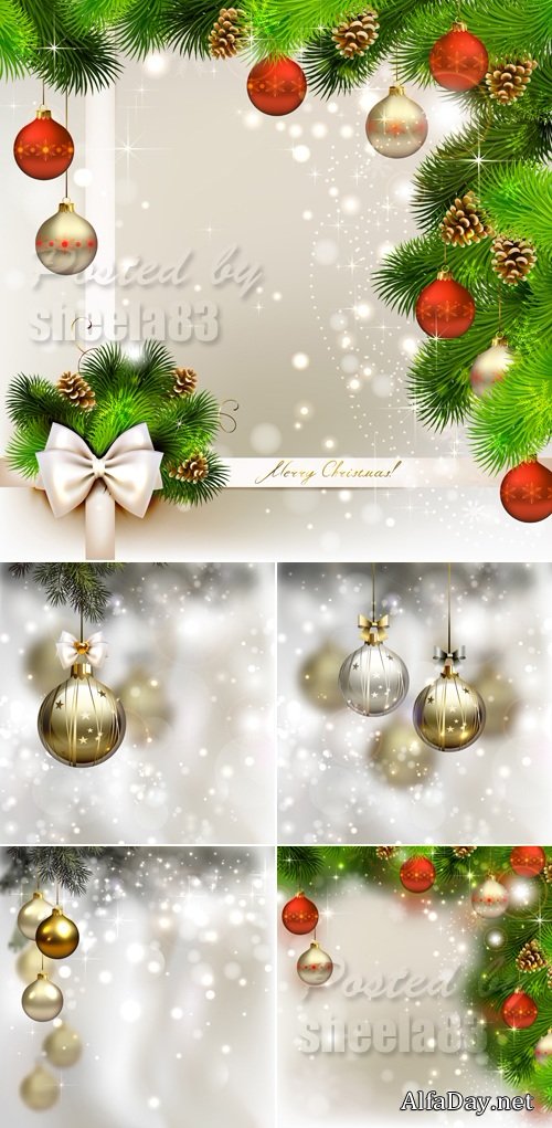 Christmas & New Year 2015 Backgrounds Vector 2