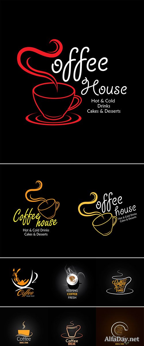 Stock Vector coffee cup label concept menu