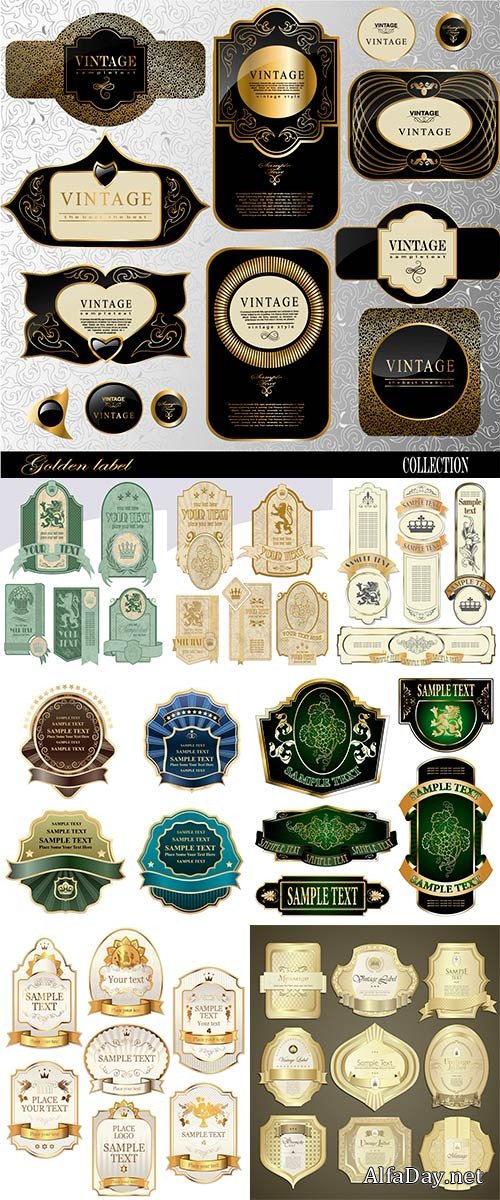 Stock Vintage style labels vector on different topics for decoration and design