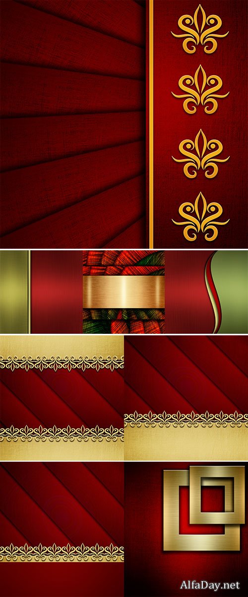 Stock Photo Elegant red background with gold ornament and place for text