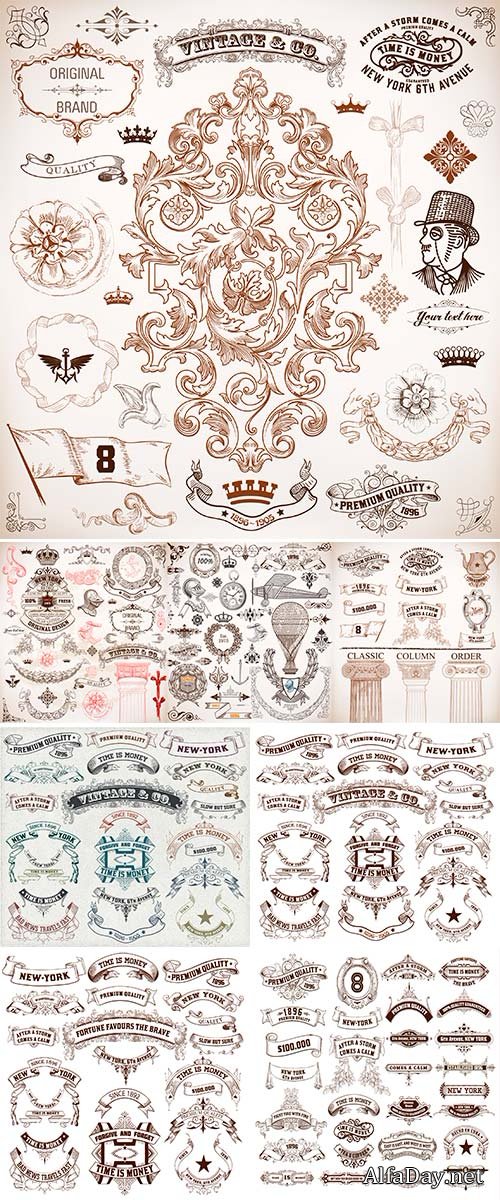 Stock Vector Set of Calligraphic Design Elements