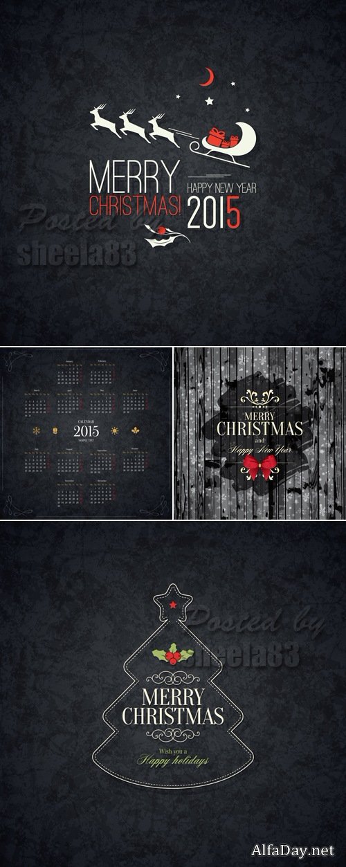 Black Christmas Backgrounds Vector 2