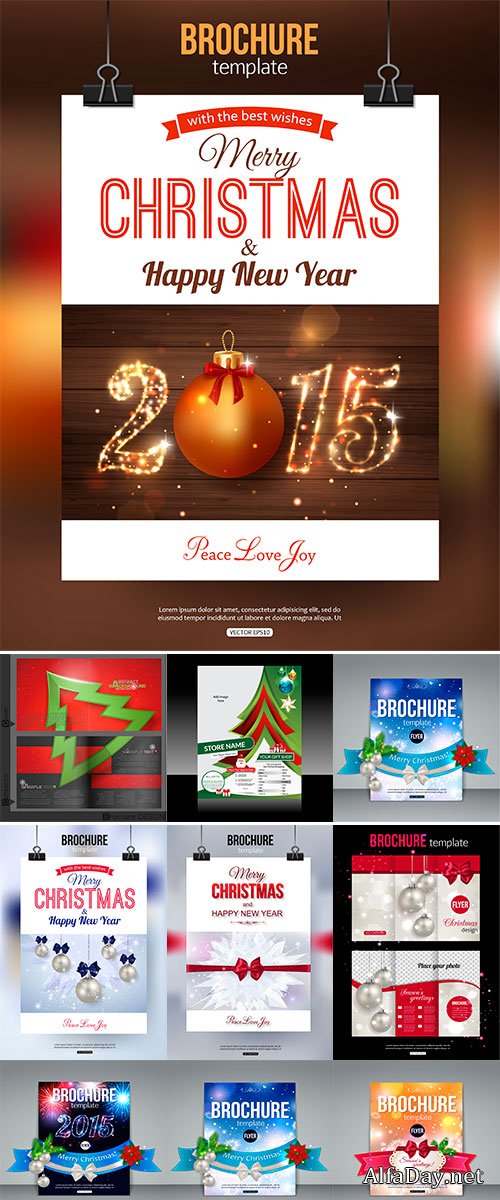Stock Christmas brochure template, Abstract typographical flyer design with xmas golden ball
