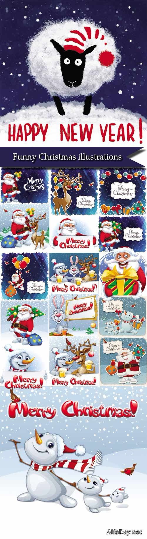 Funny Christmas illustrations