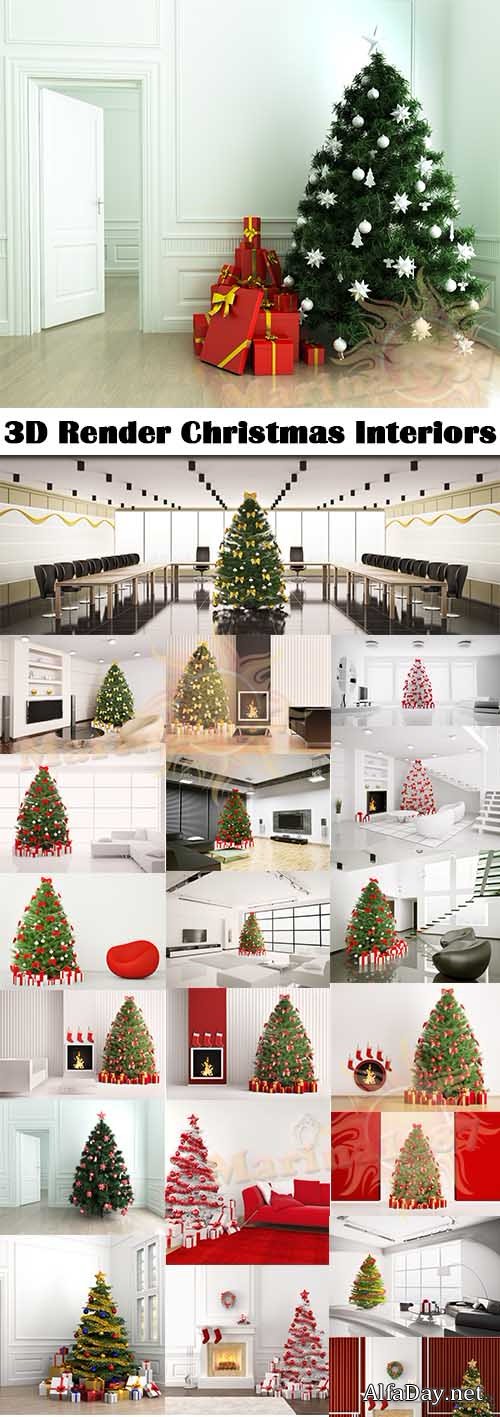 3D Render Christmas Interiors
