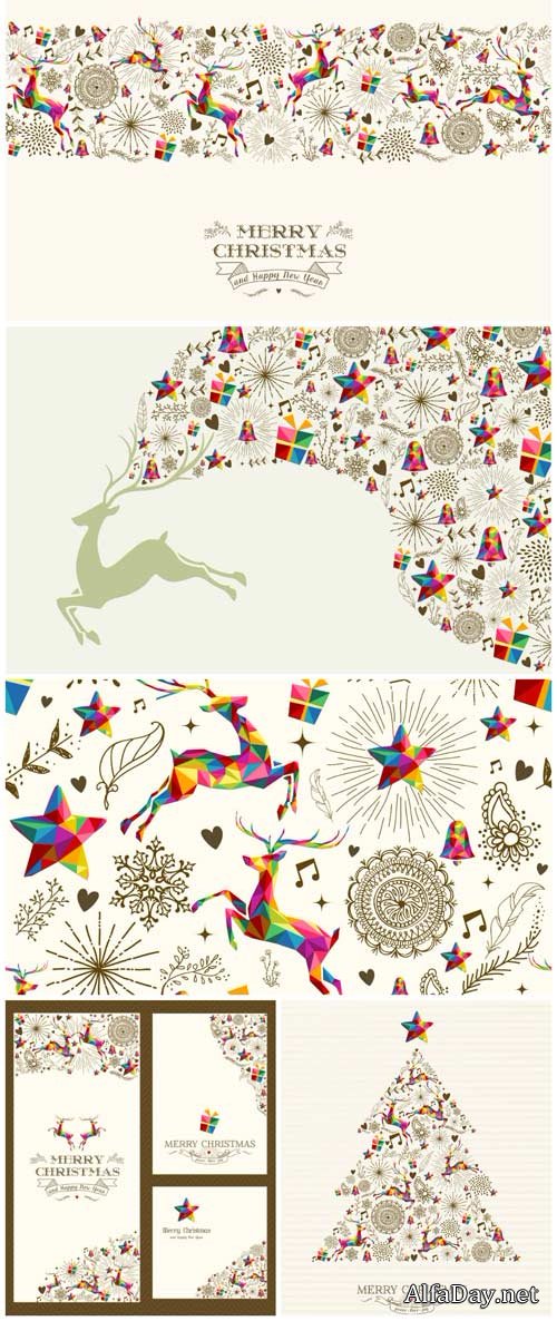 Christmas vector, reindeer and Christmas tree