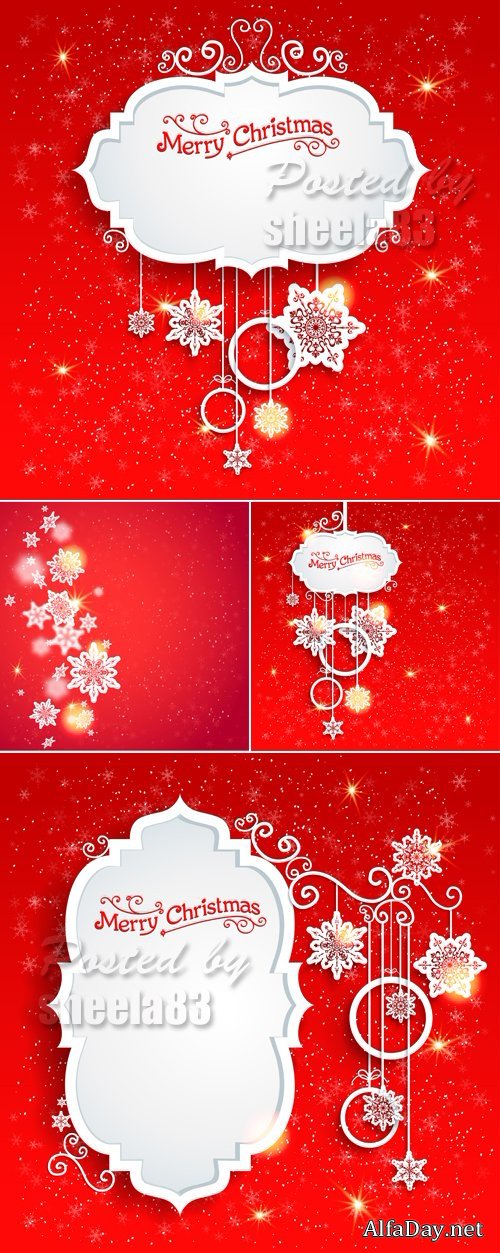 Red Christmas Backgrounds Vector 5