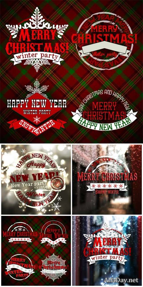 Christmas vector, Christmas labels