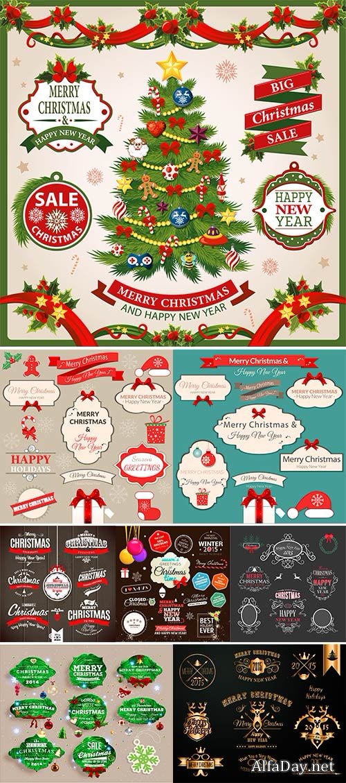 Stock Christmas collection label, Stock Illustration