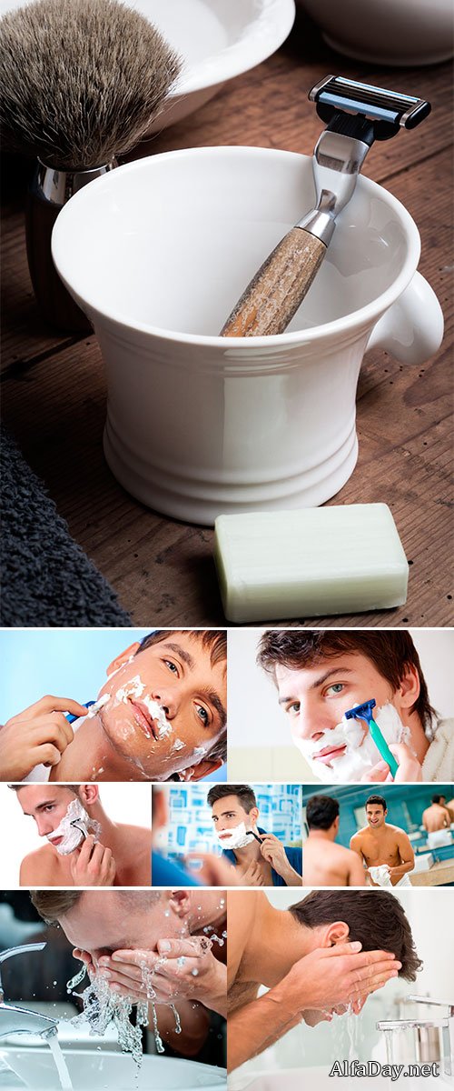Stock Photo Handsome young man shaving