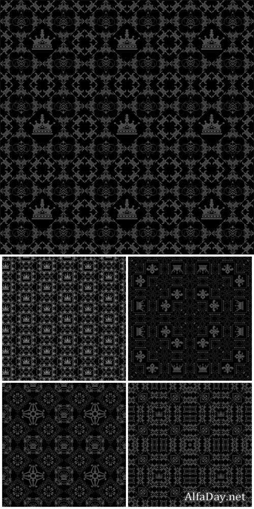 Black vector backgrounds with various patterns, textures