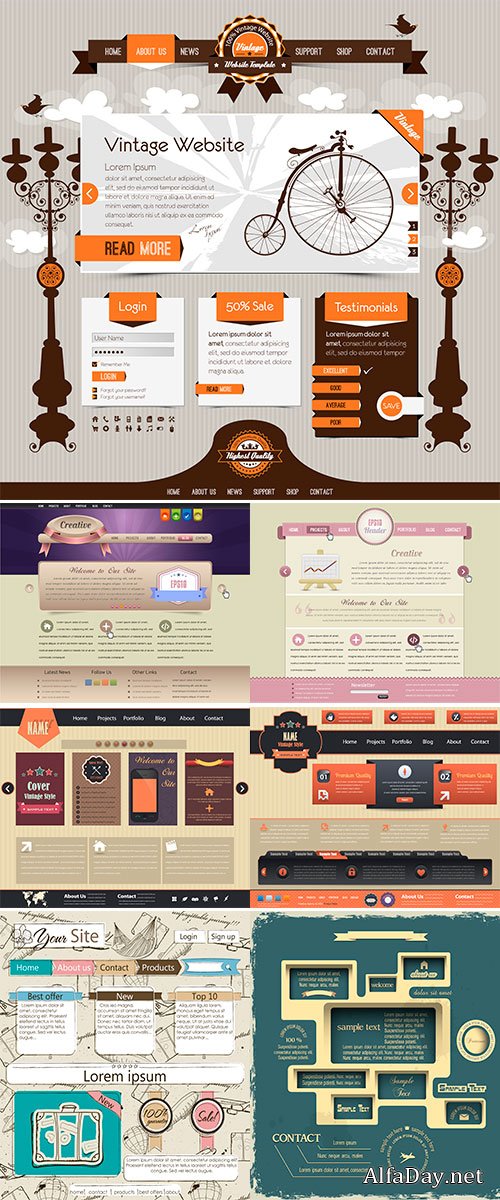 Stock Website template with vintage elements vector
