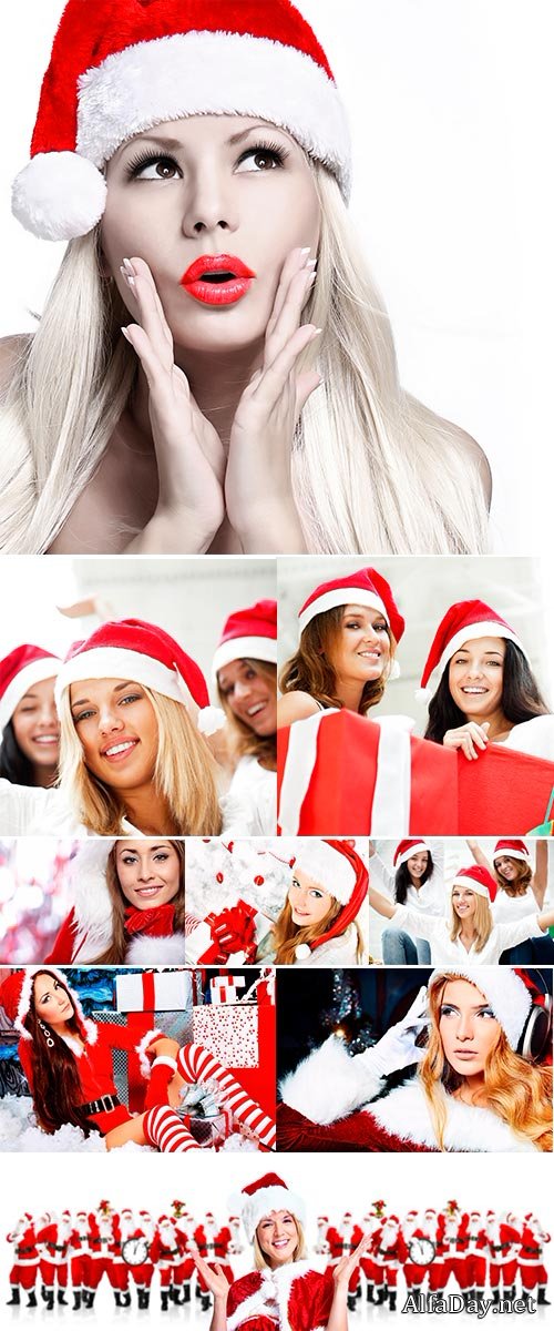 Stock Photo Christmas Santa girl look