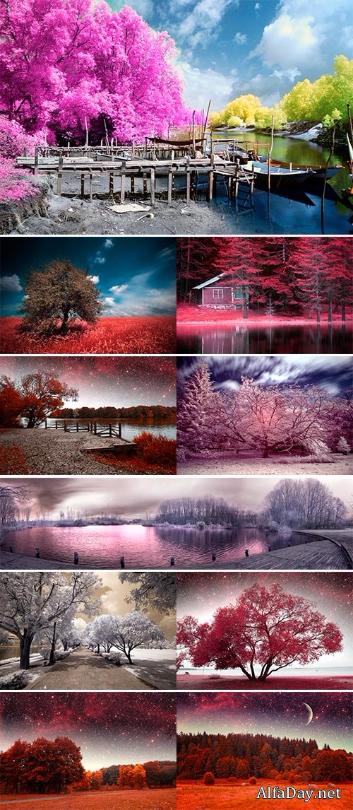 Stock Photo Infrared landscape with lake