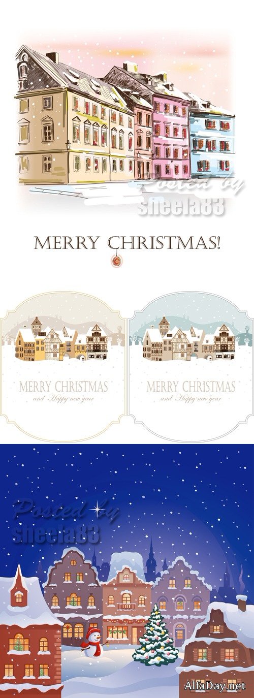 Christmas Houses Vector