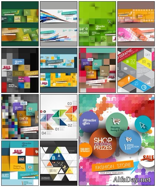 Collection of banners and infographics - vector stock
