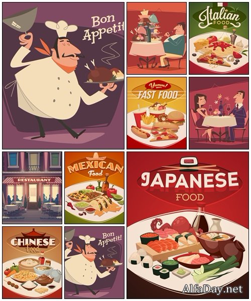 Restaurant menu background, 8 - vector stock
