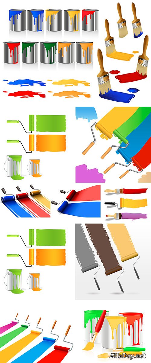 Stock Vector - Colored painting rollers,vector illustration, file included