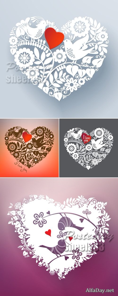 Floral Hearts Vector